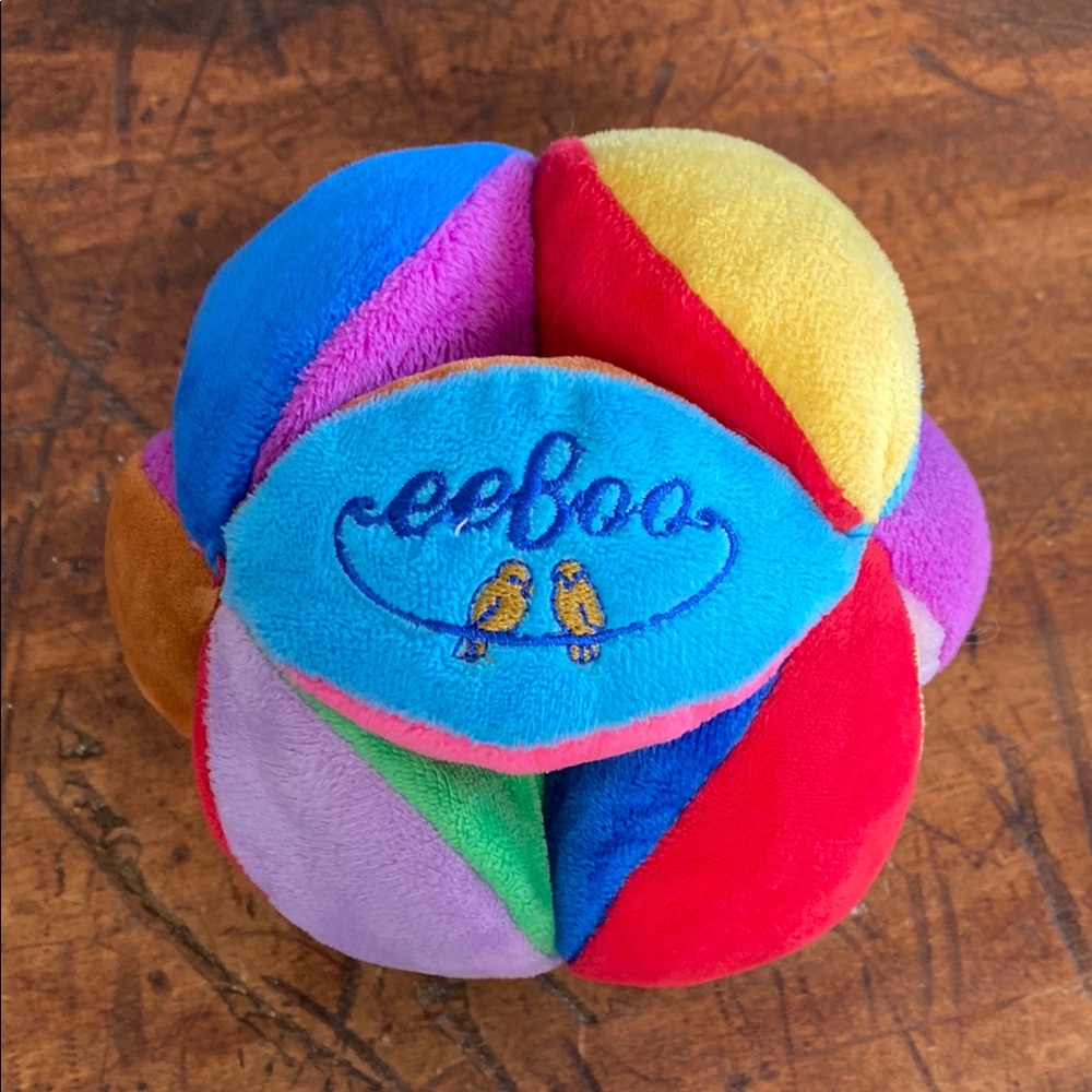 Eeboo Colorful Soft Sensory Chime Crinkle Ball Toy